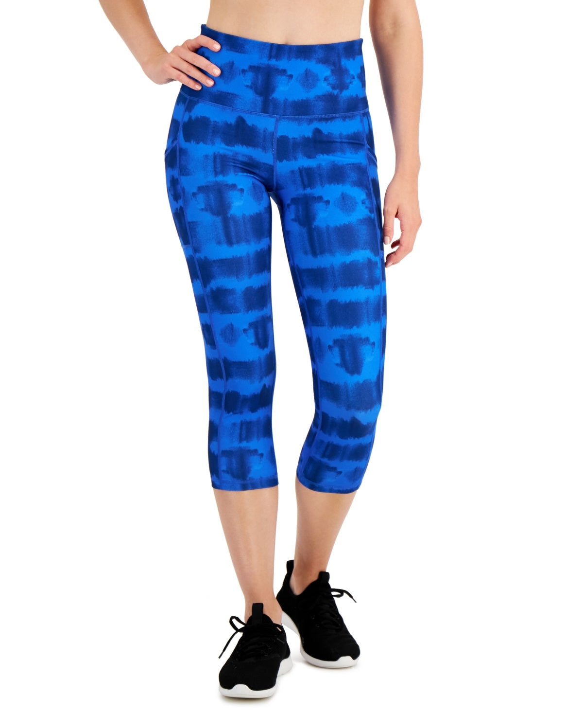 ID Ideology Women's Tie Dyed Cropped Leggings Blue Size Medium