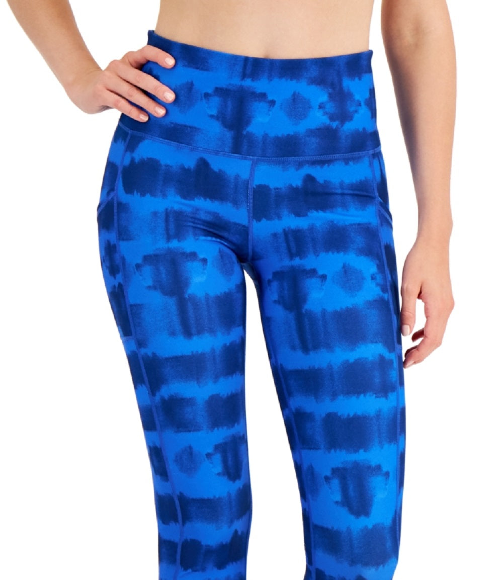 ID Ideology Women's Tie Dyed Cropped Leggings Blue Size Medium