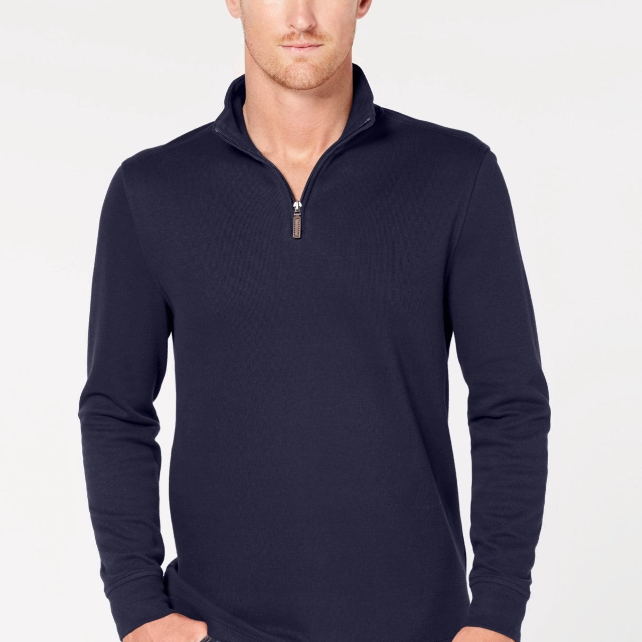 Club Room Men's Quarter-Zip French Rib Pullover Blue Size XL