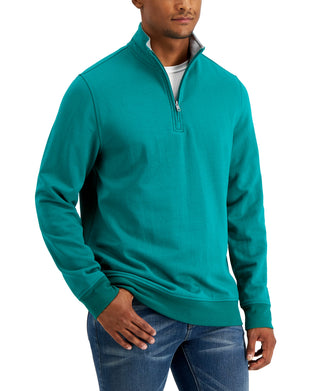 Club Room Men's Stretch Quarter Zip Fleece Sweatshirt Green Size X Large