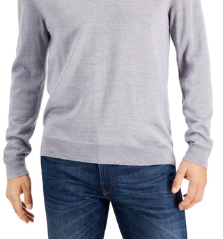 Club Room Men's Merino Wool Blend Polo Sweater Gray Size Large