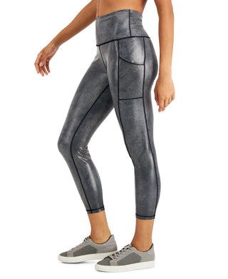 Ideology Women's Stretch Moisture Wicking Pocketed Upf50 Compression Flat Seems Active Wear High Waist Pants Black Size XL