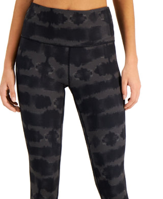 Ideology Women's Stretch Moisture Wicking Reversible Compression Tie Dye Active Wear High Waist Leggings Black Size X-Large
