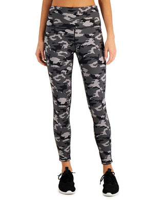 Ideology Women's Stretch Moisture Wicking Ventilation Flat Seems Camouflage High Waist Leggings Black Size Medium