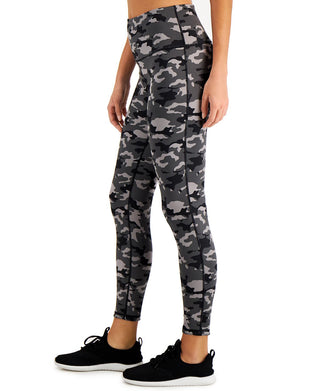 Ideology Women's Stretch Moisture Wicking Ventilation Flat Seems Camouflage High Waist Leggings Black Size Medium