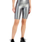 Ideology Women's Metallic Bike Shorts Silver Size Medium