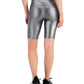 Ideology Women's Metallic Bike Shorts Silver Size Medium