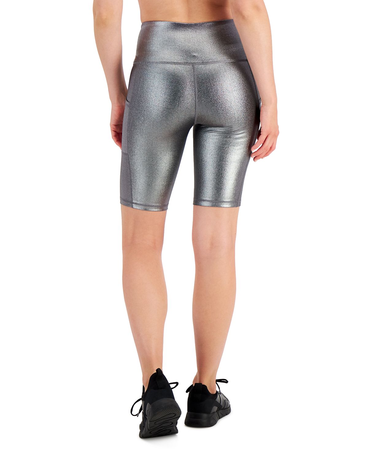 Ideology Women's Metallic Bike Shorts Grey Size X-Large