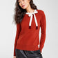 Charter Club Women's Bow Detail Cashmere Sweater Red Size Large