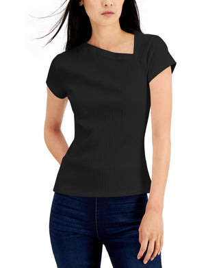 INC International Concepts Women's Asymmetrical T-Shirt Black Size XX-Large
