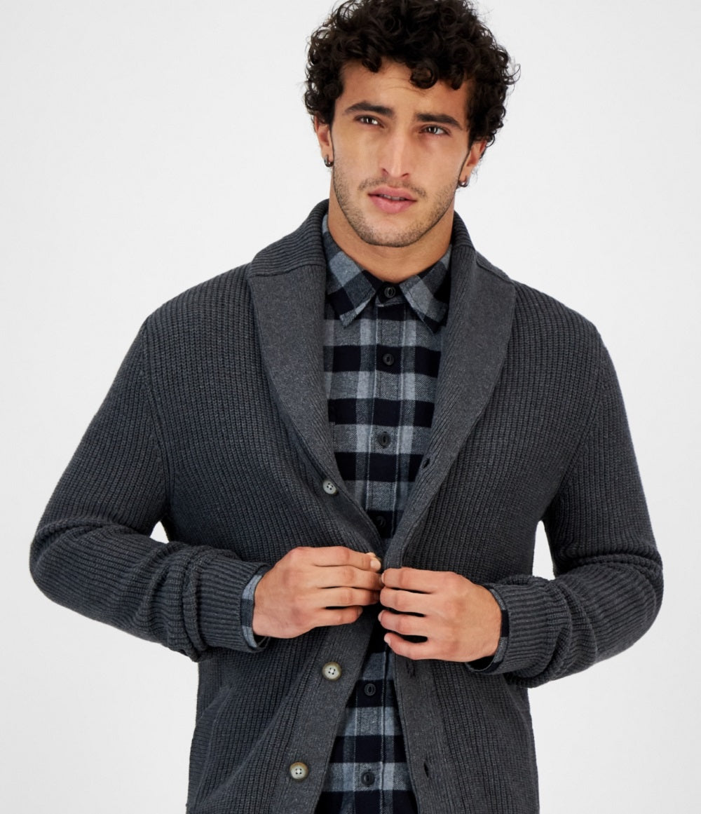 Sun + Stone Men's Alvin Cardigan Sweater Gray Size XX-Large