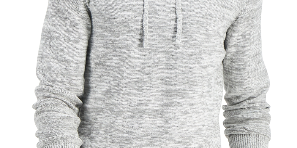 Sun + Stone Men's Solid Marled Hooded Sweater Gray Size Large