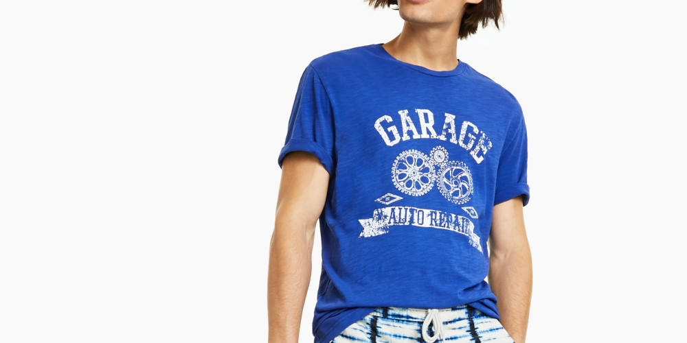 Sun + Stone Men's Garage T-Shirt Blue Size XX-Large