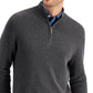 Club Room Men's Quarter Zip Textured Cotton Sweater Gray Size Large
