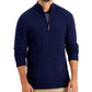 Club Room Men's Cable Knit Quarter Zip Cotton Sweater Blue Size Medium