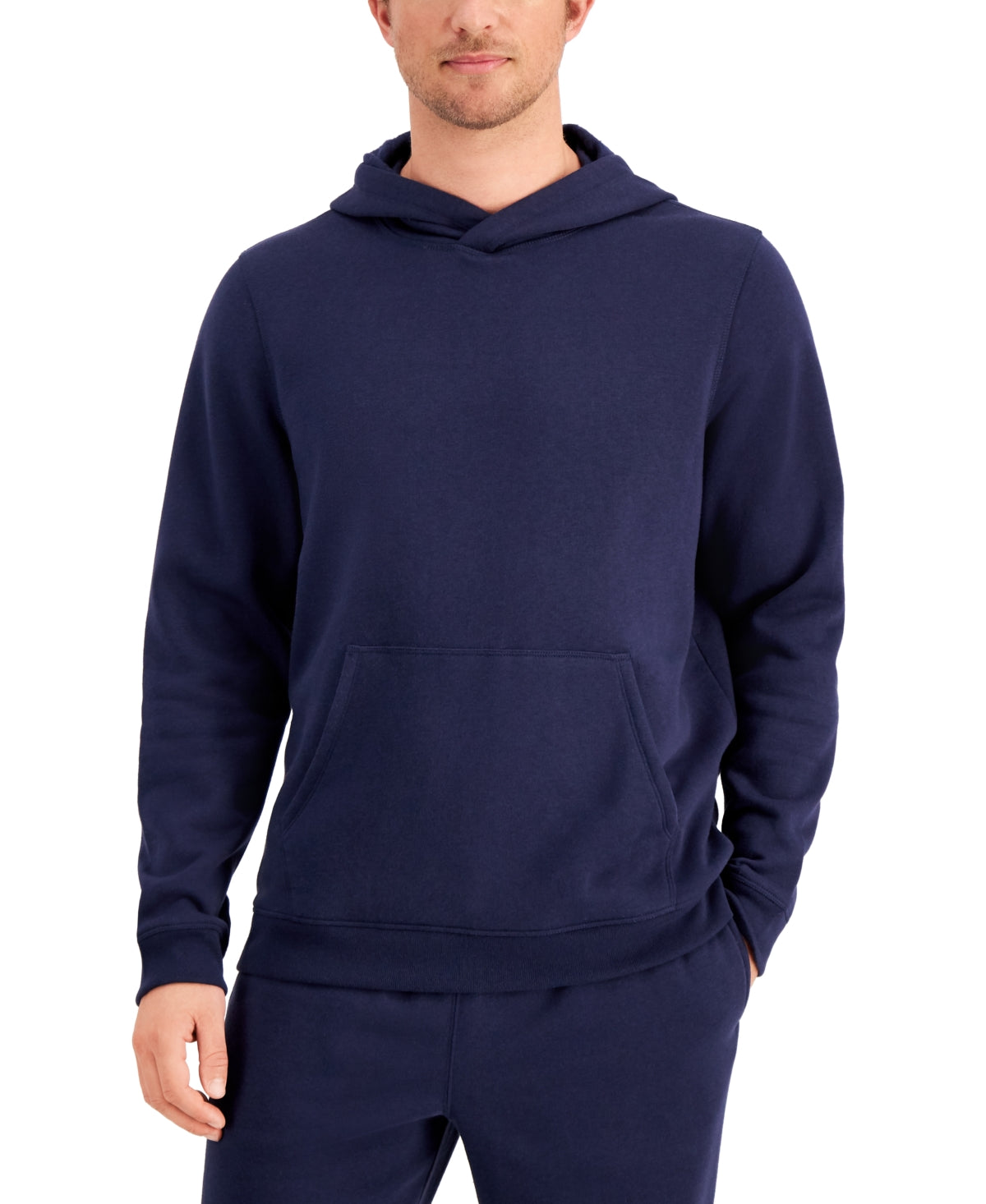 Id Ideology Men's Solid Fleece Hoodie -Navy Size M
