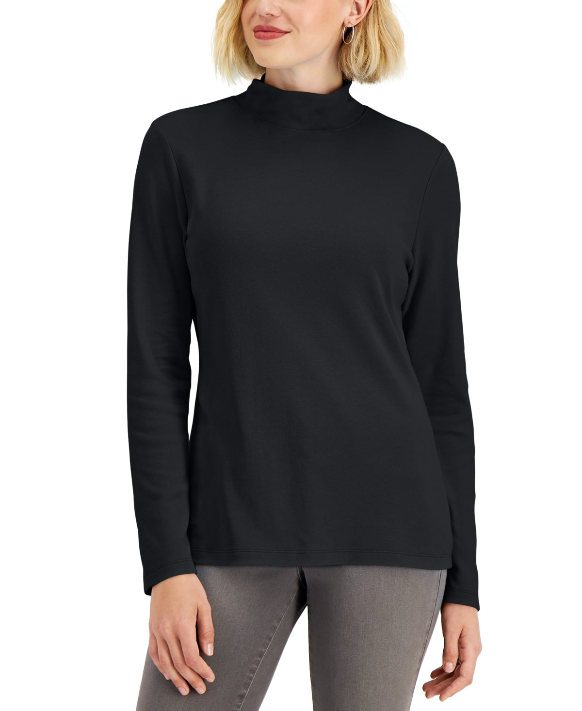Karen Scott Women's Mock Neck Top Black Size X-Large