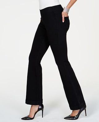 INC International Concepts Women's Pull On Flared Jeans Black Size 8 Petite