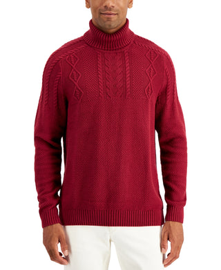 Club Room Men's Chunky Cable Knit Turtleneck Sweater Red Size X-Large