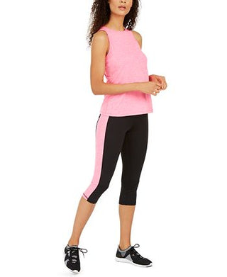 Ideology Women's Heathered Keyhole Back Tank Top Pink Size Small