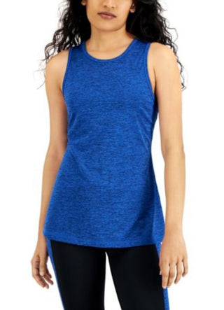 Ideology Women's Stretch Moisture Wicking Back-Keyhole Flat Seems Heather Sleeveless Round Neck Active Wear Tank Top Blue Size 3X
