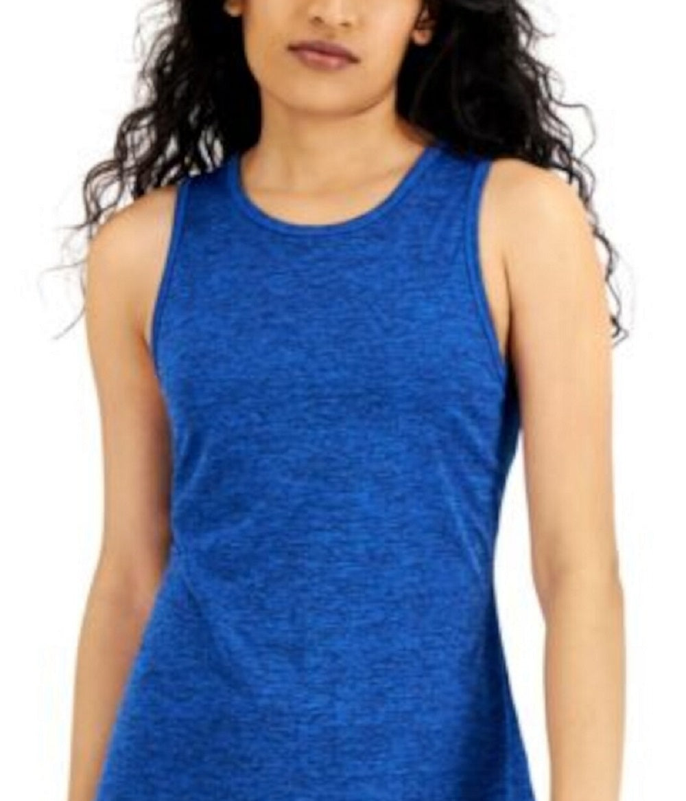 Ideology Women's Stretch Moisture Wicking Back-Keyhole Flat Seems Heather Sleeveless Round Neck Active Wear Tank Top Blue Size 3X