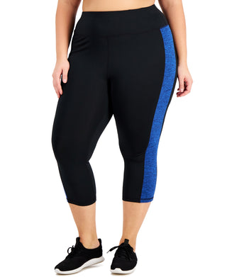 Ideology Women's Plus Colorblocked Capri Leggings Blue Size 1X