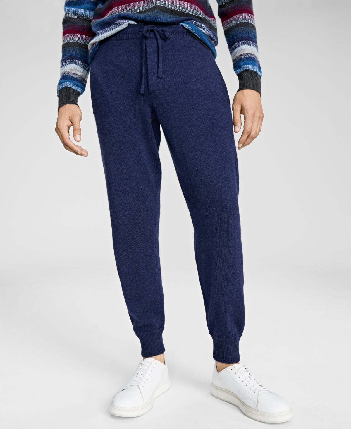 Club Room Men's Luxury Navy Drawstring Heather Joggers Blue Size Medium