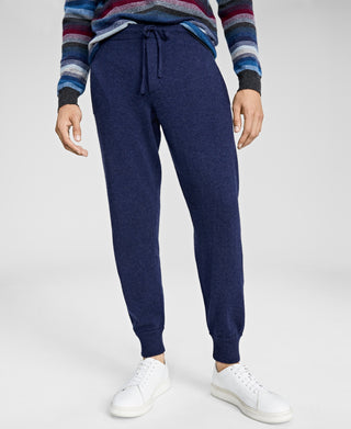 Club Room Men's Luxury Navy Drawstring Heather Joggers Blue Size Medium