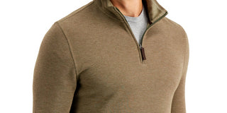 Club Room Men's Birdseye Quarter Zip Pullover Green Size XX-Large