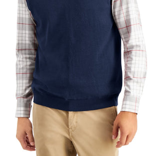 Club Room Men's Solid V-Neck Sweater Vest Blue Size Small