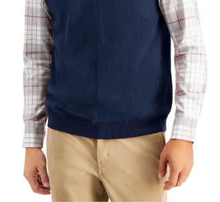 Club Room Men's Solid V Neck Sweater Vest Blue Size Medium