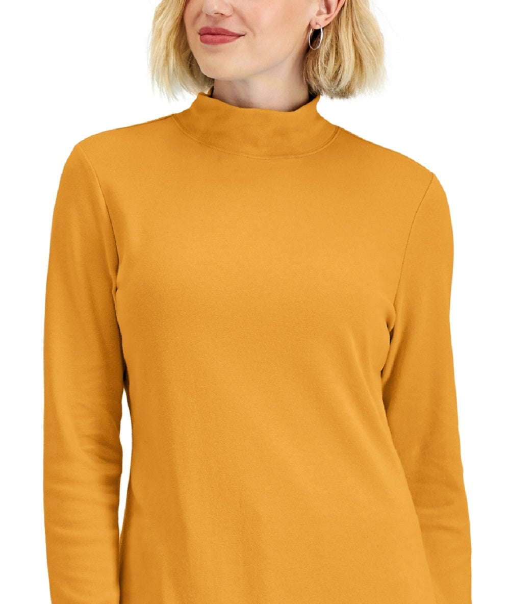 Karen Scott Women's Mock Neck Top Yellow Size Medium