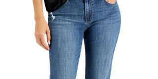INC International Concepts Women's Cuffed Boyfriend Jeans Blue Size 4 Petite