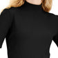 INC International Concepts Women's Elbow Sleeve Mock Neck Solid Knit Top Black Size Medium