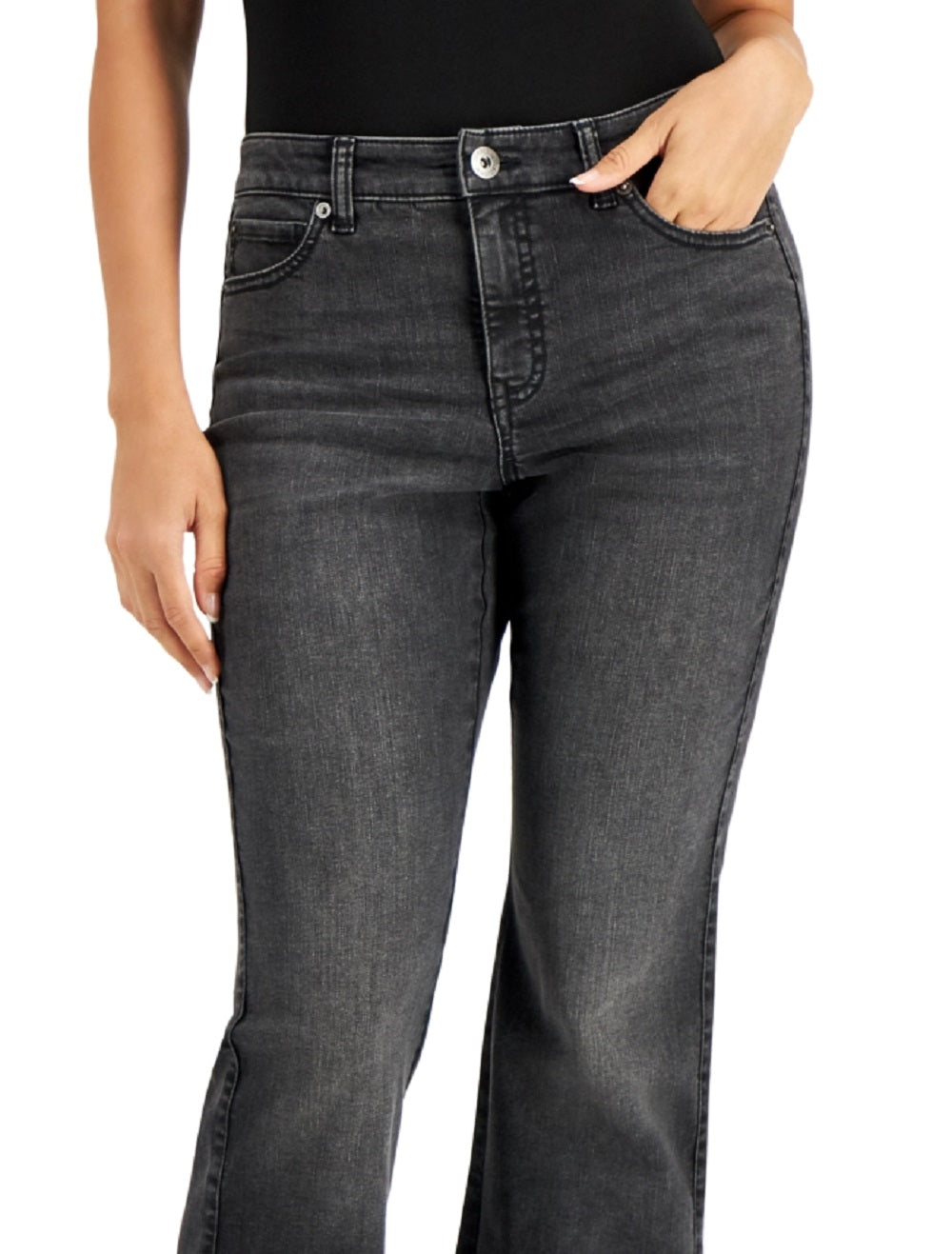 INC International Concepts Women's Elizabeth Curvy Bootcut Jeans Black Size 18