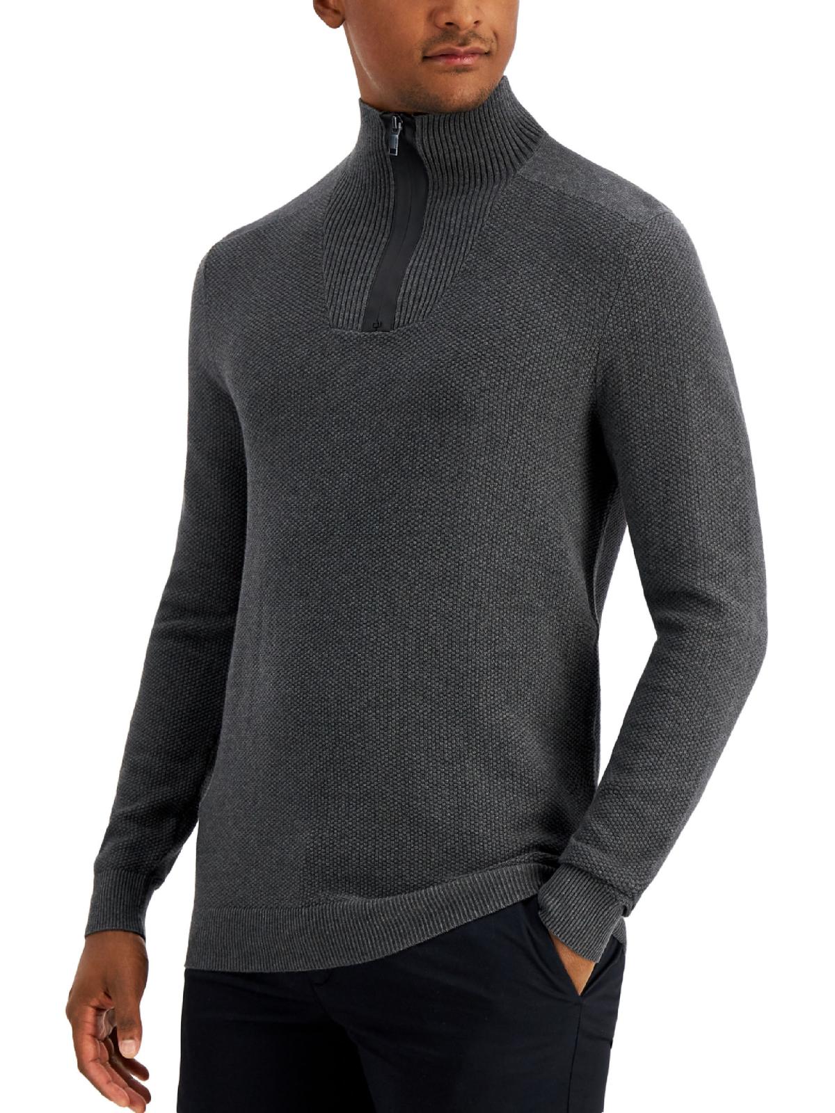 Alfani Men's Quarter Zip Sweater Gray Size Medium
