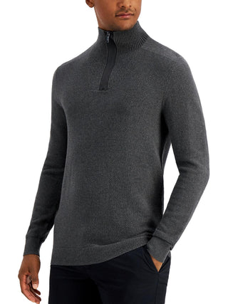 Alfani Men's Quarter Zip Sweater Gray Size Medium