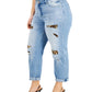 INC International Concepts Women's Rip & Repair Boyfriend Jeans Blue Size 24W