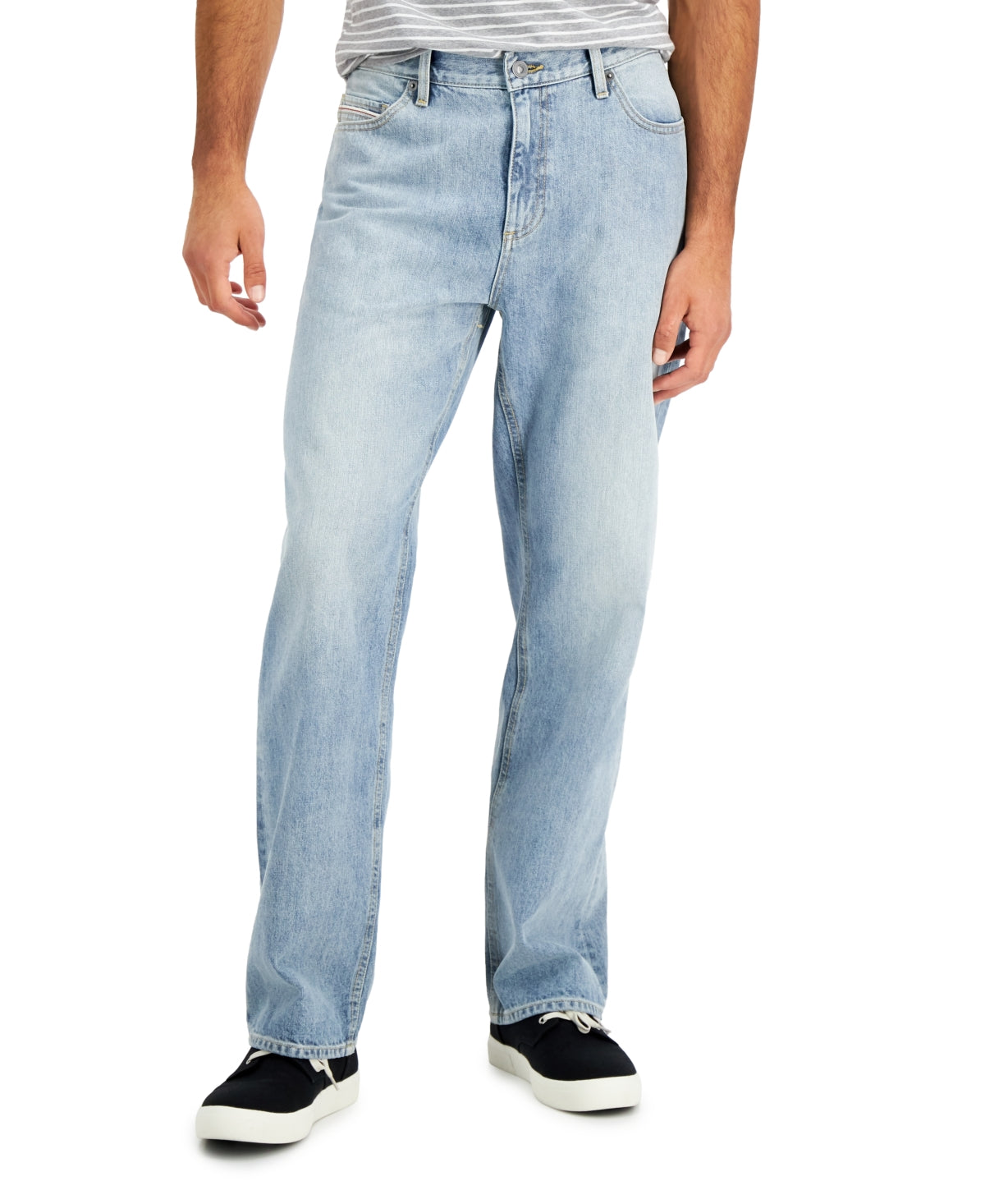Sun + Stone Men's Relaxed Fit Faded Jeans Blue Size 31
