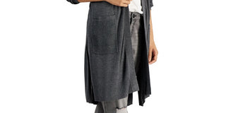 INC International Concepts Women's Ribbed Duster Cardigan Gray Size Medium