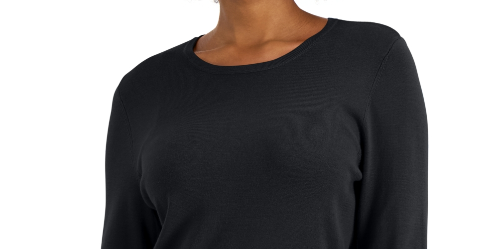 JM Collection Women's Rivet Detail Sweater Black Size Petite Small