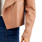 Bar III Women's Faux Leather Flyaway Jacket Brown Size X-Small