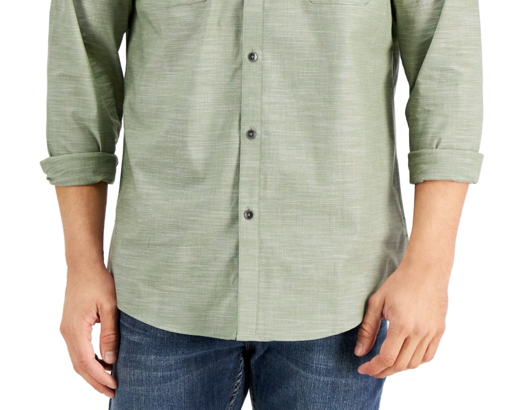 Alfani Men's Regular Fit Solid Shirt Green Size Large