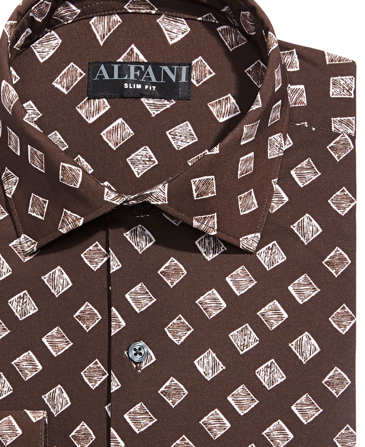 Alfani Men's Slim Fit 4 Way Stretch Dress Shirt Brown 32X33