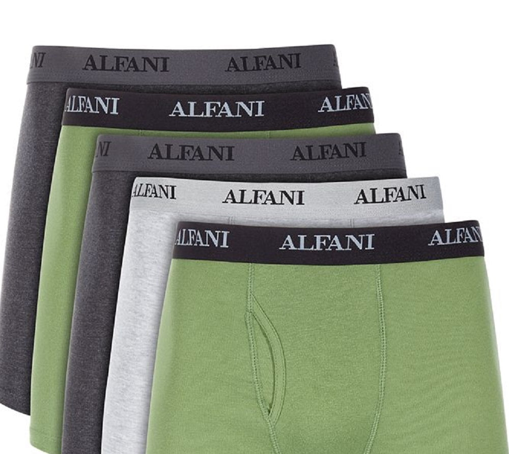 Alfani Men's 5 Pk Solid Boxer Briefs Green Size Large