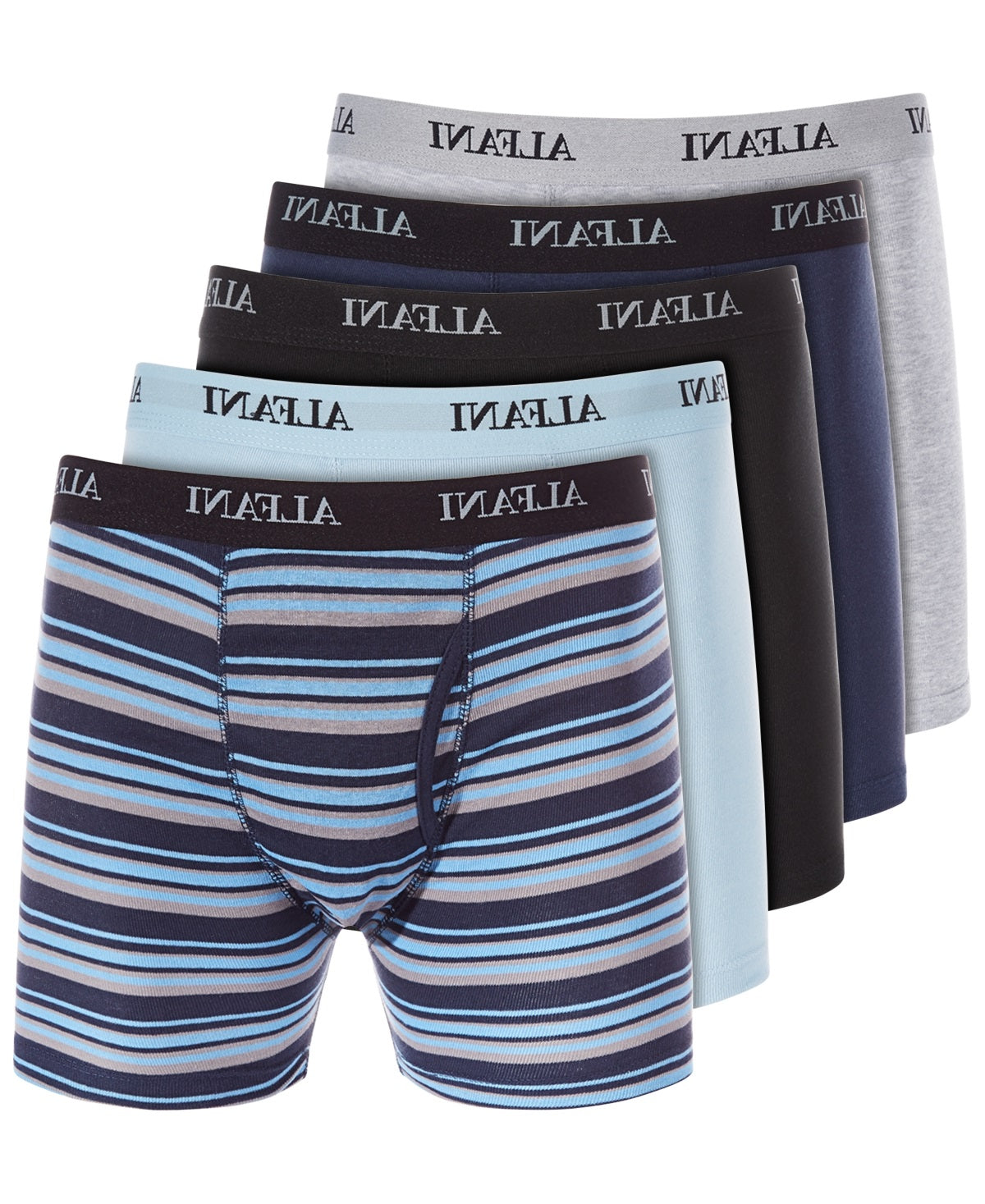 Alfani Men's 5 Pk Moisture Wicking Logo Boxer Briefs Blue Size Small