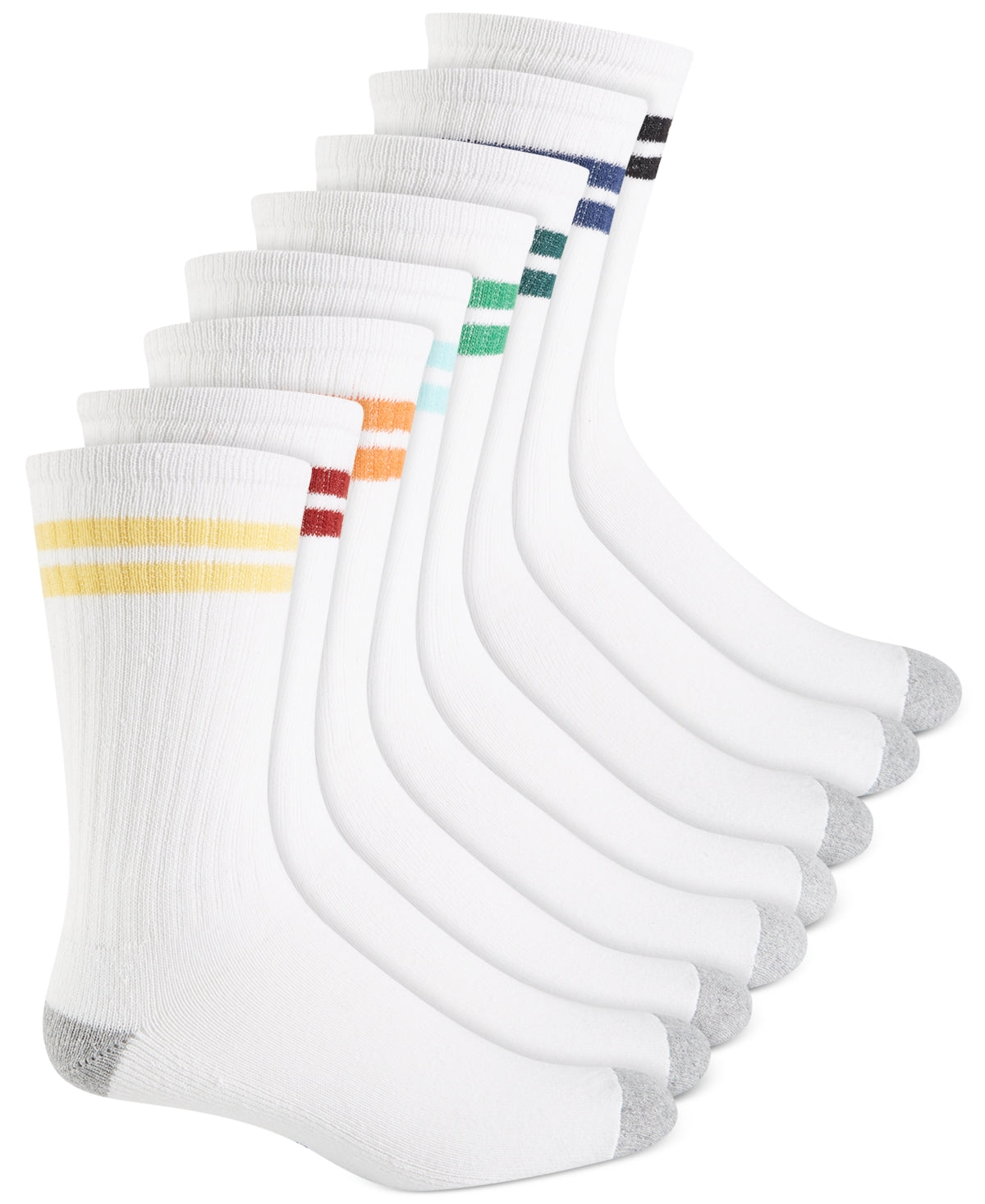 Club Room Men's 8 Pk Stripe Crew Socks White Size Regular