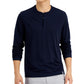 Alfani Men's Alfatech Heathered Long Sleeve Henley Shirt Blue Size X-Large