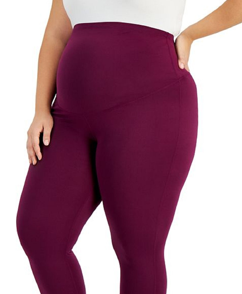 ID Ideology Women's Plus Maternity Ankle Leggings Purple Size 2X